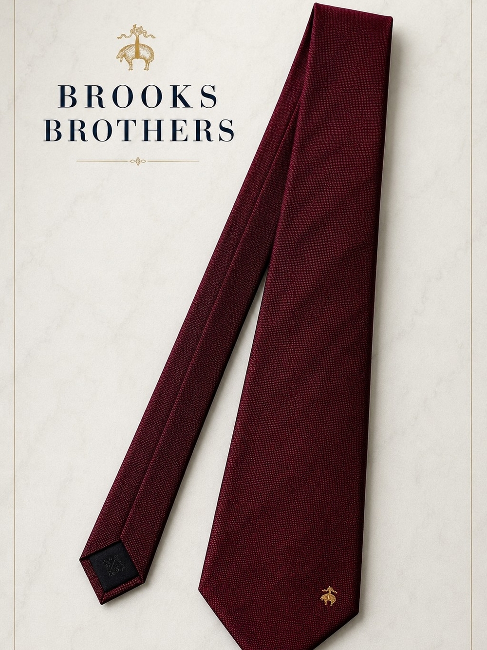 Brooks Brothers Men’s 100% Silk Burgundy Tie Made in USA